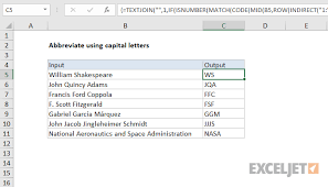 Excel Formula Abbreviate Names Or Words Exceljet
