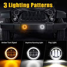 To install halo fog lights on jeep wrangler jk. Buy Suparee 7 Led Headlights 4 Fog Light Replacement Halo Drl Turn Signal H4 Plug N Play Compatible With 1987 2018 Jeep Wrangler Jk Jku Tj Lj Rubicon Sahara Unlimited Online In Indonesia B08lvkgg52