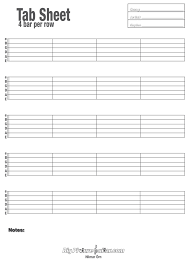 Printable Blank Guitar Tab Sheets Guitar Chord Sheet Easy
