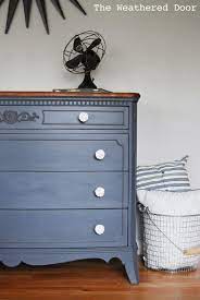 A French Grey Dresser With A Wood Top The Weathered Door Painting Wood Furniture Painted Furniture Redo Furniture