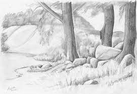 Landscape drawings in pencil drawings on vacation in a nice. Pencil Drawing Of A Landscape With Megalithic Grave