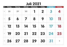 Dieser kalender 2021 entspricht der unten gezeigten grafik, also kalender mit kalenderwochen und feiertagen, enthält aber zusätzlich eine übersicht zum kalender, welcher feiertag in welchem bundesland gilt. Juli 2021 Kalender Zum Ausdrucken Pdf Excel Word Druckbarer 2021 Kalender