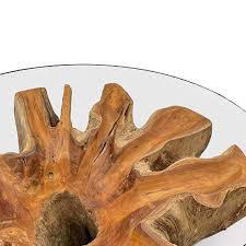 Rh members enjoy 25% savings and complimentary design services. Round Teak Root Trunk Coffee Table 90cm Glass Top Handcrafted Batu