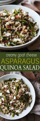Light Creamy Goat Cheese Asparagus Quinoa Salad Quinoa Salad Recipe Recipe Easy Healthy Recipes Vegetarian Recipes Gluten Free Recipes Easy