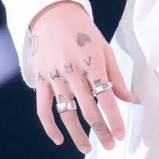 I don't think it's a coincidence that jungkook added the j on his ring. Pin By Roocky On Shooky Dough Ref Pics Bts Tattoos Hand Tattoos Jeon Jungkook