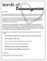 Check spelling or type a new query. Words Of Encouragement Parent Letter For Standardized Testing Tpt