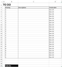 Add a row for a new task, set the priority, dates, and notes. Download Free Excel Examples Downloadexceltemplate Com