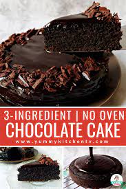 3 Ingredients Chocolate Cake No Oven Yummy Kitchen Recipe No Bake Chocolate Cake 3 Ingredient Cakes Chocolate Oreo Cake