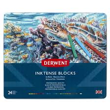 Derwent Inktense Blocks 4mm Core Metal Tin 24 Count