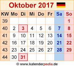 En kalender ved hånden alle årets 365 dage! Kalender Oktober 2017 Als Excel Vorlagen