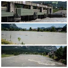 Der hydrographische dienst des landes tirol rechnet nun mit einer entspannung der lage. 12 06 19 Pegel In Tirol Steigen Hier Beim Innkraftwerk In Kirchbichl Bezirk Kufstein Tirol Osterreich Austria Hochwasser Tirol Land Tirol