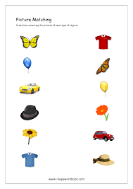 In some, kids are asked to draw a line from each different colored crayon on the page to the object that is the same color. Picture Matching Worksheets For Preschool Free Logical Thinking Printables For Kids Megaworkbook