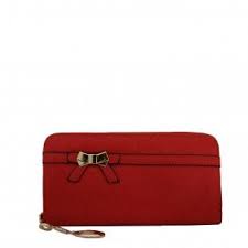 Porte Monnaie Portefeuille Rouge Avec Nœud Dore Fermeture Eclair Nombreux Rangements Et Chainette Doree Porte Monnaie Portefeuille Simili Cuir