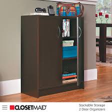 Door organizers are available in several sizes and styles and are designed to hold spice jars, foil and plastic wrap rolls. Closetmaid Stackable Storage Decluttered Now