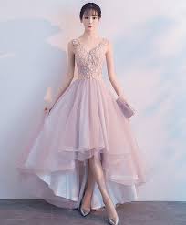 Cute V Neck Light Pink Tulle Lace Prom Dress Tulle Evening Dress Shopluu