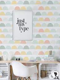 Pastel Geometric Clouds Removable Wallpaper Kids Room Print Etsy