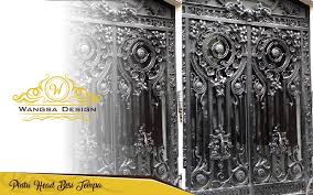 Pintu utama besi tempa klasik, material besi plat solid, dilapis jendela kaca one way dan finishing. Pintu Besi Tempa Klasik Mewah Pintu Besi Klasik Pintu Head Tempa