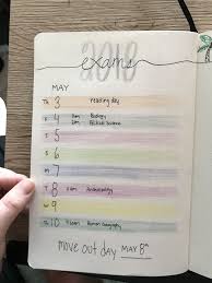 Exam Schedule Bullet Journal Schedule Color Coded Organization