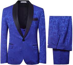 These shoes will have you looking professional no matter what you've got going on. Yffushi Men S Elegant Jacquard 3 Piece Suit Slim Fit Royal Blue Tuxedo At Amazon Men S Clothing Store
