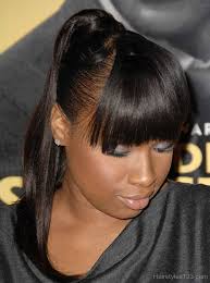 The look requires minimal styling, equipment, or special techniques, and you can dress it up or down with ease. New 36 Bang And Ponytail Hairstyle With Weave