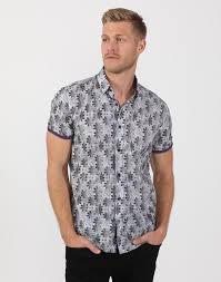 Grey and white designer shirt. Grey Patterned Men S Designer Shirt Grey Multi Colored Patterned Short Sleeve Men Shirt Austere By Eight X