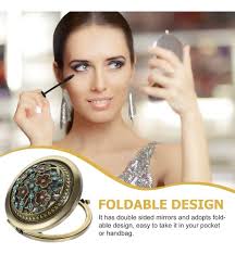 2pcs Mini Round Double-sided Folding Makeup Purse Mirror