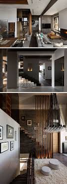 A Centrally Located Wood Staircase That Connects All Three Floors Of This Modern Penthouse Apartme Contemporary Apartment Wood Staircase Modern Interior Design