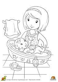 coloriage vie bebe bain ecole coloriages de loups mignons