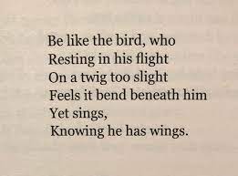 Allie Esiri On Twitter A Poem To Wake Up To On Nationalpoetryday Be Like The Bird By Victor Hugo Https T Co Pvxbayn7tl Twitter
