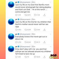 Kanye west kroop vannacht achter twitter om er een stel vreemde berichten gericht aan vrouw kim kardashian en schoonmoeder kris jenner uit te sturen. Pop Crave On Twitter Kanyewest Goes On Twitter Rant Says Kim Kardashian And Kris Jenner Tried To Lock Him Up