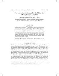 Get tips on money management and how to navigate everyday personal finance issues. The Licensing System Under The Malaysian Moneylenders Act 2003