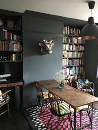 An Inspirational Image From Farrow And Ball Dining Room And Newly Made Shelving All In Downpipe This Room Dark Dining Room Green Dining Room Brown Furniture