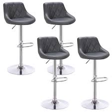 Counter stools for kitchen island swivel. Woltu Bar Stools Grey Bar Chairs Breakfast Dining Stools For Kitchen Island Counter Bar Stools Set Of 4 Pcs Leatherette Exterior Adjustable Swivel Gas Lift Steel Footrest Base Buy Online In India At