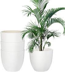 Wedding ideas, planning & inspiration. Amazon Com 8 7 Inch Plastic Large Planter Pot Ehwine 4 Pack Sturdy And Lightweight Gardening Pots Flower Pots Outdoor With Drainage Holes Matte White Kitchen Dining