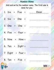 An elementary worsheet that contains explanation and exercises on ordinal numbers. Add The Number Names And Write Answer In Number Name Math Worksheets Mathsdiary Com