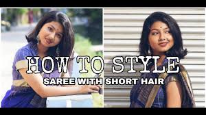 Many women find they run out of styling options quickly. How To Style Saree With Short Hair Makeup Missmatch Youtube