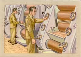 Superchocolat Jacques Broyeuses L Action Des Lourds Cylindres D Acier Transforment La Pate Au Grain Sableux En Une Poudre Seche Et Fine Chromos Instructifs