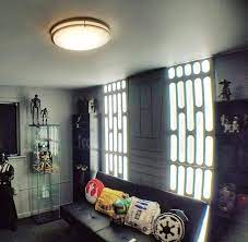 At some point in their childhood, most kids have recreated the night sky on their ceiling using stickers. Our Death Star Room My Husband Made Those Wall Panels By Hand And Laid Them Over Acrylic Sheets Led Lights Starwars
