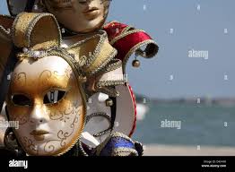 Carnival masks blue yellow hi-res stock photography and images