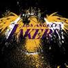The los angeles lakers 2020 nba champions logo features a black shield on a yellow rectangle, within the shield is the larry o'brien trophy, the lakers logo at the bottom, and 17 stars. 3