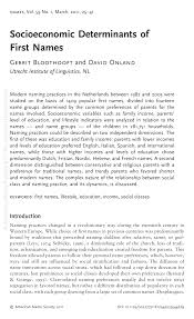 This name is derived from beau. Pdf Socioeconomic Determinants Of First Names