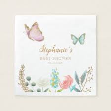 Cute Butterfly Garden Baby Shower Napkins Zazzle Com Butterfly Baby Shower Butterfly Baby Shower Decorations Garden Baby Showers