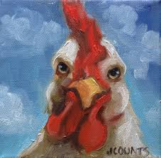 Chicken Rooster Art Funny Farm Animals Whimsicle Chicken Small Oil Painting Home Kitchen Restaurant Decor Gift Ide Art Painting Oil Animal Paintings Animal Art