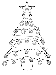 Der tannenbaum wird mit kerzen, lichtergirlanden und spielzeugen geschmuckt. Kostenlose Malvorlage Weihnachtsbaume Geschmuckter Weihnachtsbaum Zum Ausmalen