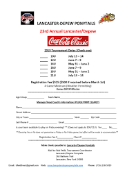 This form will help the coach or manager to find the best player that fits the softball team. 23rd Annual Coca Cola Classic Tournament Lancaster Depew Ponytails Girls Softball