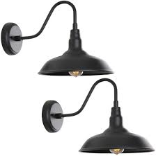 Not only do these outdoor lamps provide energy savings, they provide lighting and decorative details to a garden, a patio, a walkway or lap. Goalplus Outdoor Barn Light With Wall Mount Exterior Gooseneck Light Fixture For Porch Black Industrial Light Fixture For Farmhouse 10 High 2 Pack Lm2201 2p Amazon Com