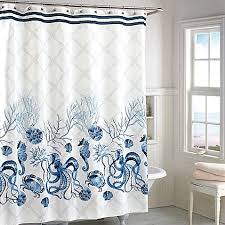 Give Your Bathroom A Fun Maritime Makeover With The Whimsical Octavia Shower Curtain Featur With Images Blue Shower Curtains Modern Bathroom Decor Fabric Shower Curtains