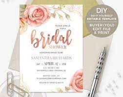Rose Gold Bridal Shower Invitation Diy Editable Template Bridal Brunch Rose Gold Bridal Shower Gold Bridal Shower Invitations Bridal Shower Invitations Diy