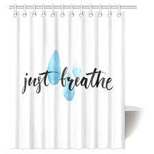 Shop for quote shower curtain at bed bath & beyond. Mypop Inspiring Quotes Shower Curtain Just Breathe Inspirational Quote Calligraphy At Blue Watercolor Raindrop Spots Bathroom Shower Curtain With Hooks 60 X 72 Inches Walmart Com Walmart Com