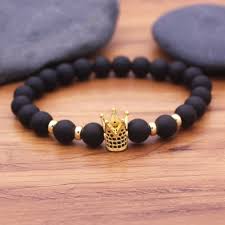 Satin Almak 2018 Yeni Trendy Acacagi Cz King Crown Charm Bilezikler Elastikiyet Boyutu Erkekler Ka Stone Bead Jewelry Bracelets For Men Natural Stone Bracelets
